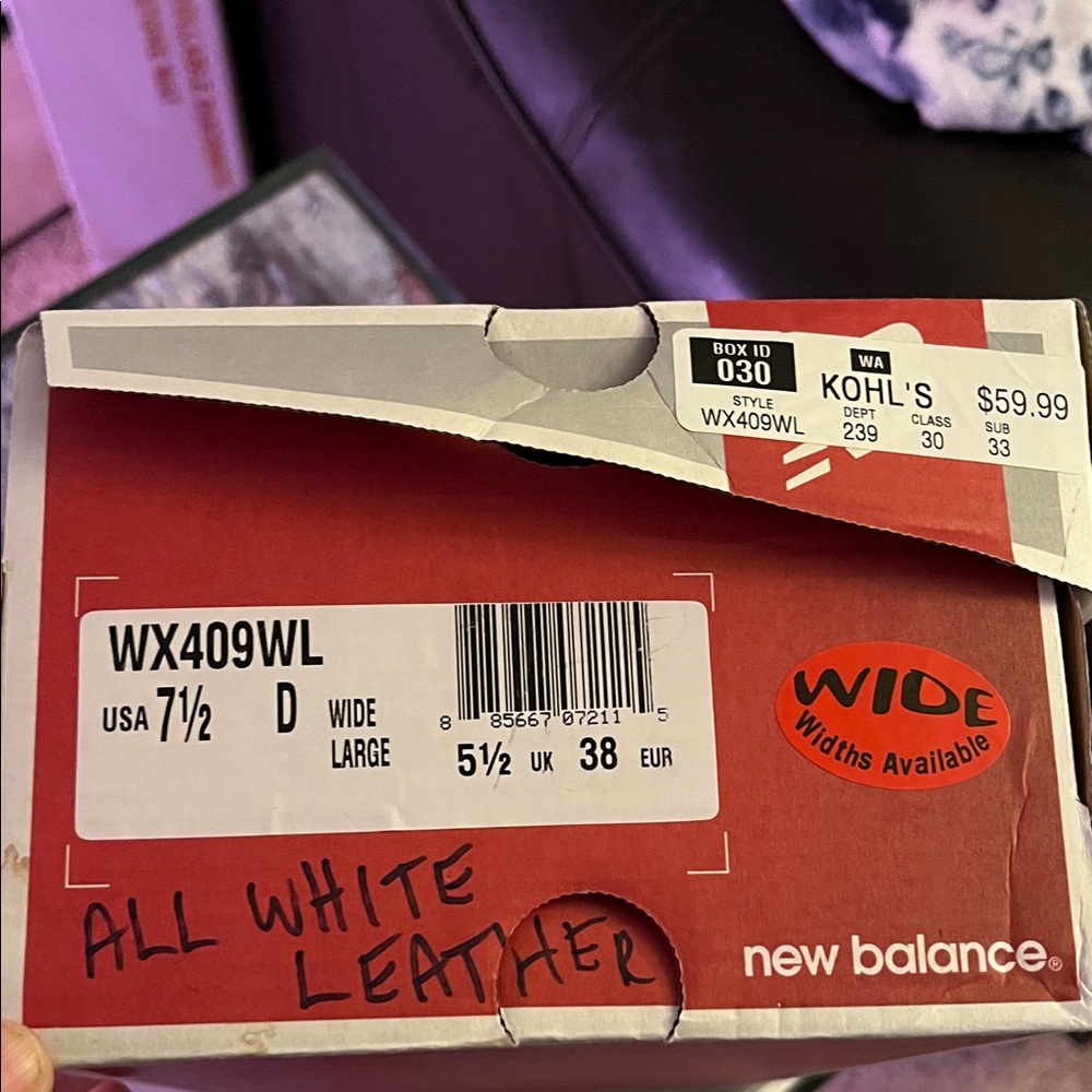 New Balance All White Leather Shoes - Picture 2 of 5
